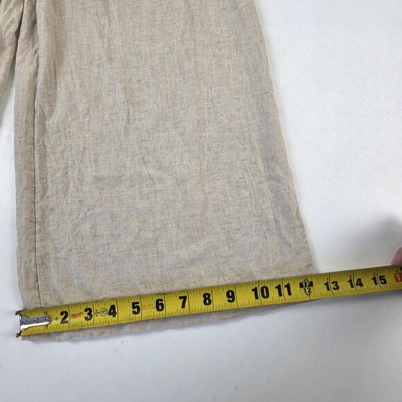 Maeve Anthropologie Jumpsuit Womens 0 Beige Linen Wide Leg V Neck Tie Waist - Picture 4 of 16